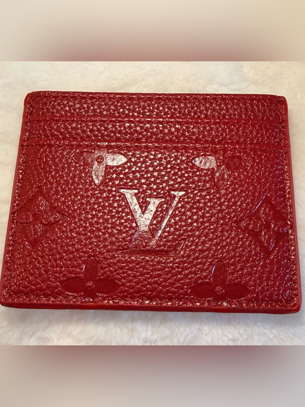 Louis Vuitton Red Monogram Embossed Card Holder